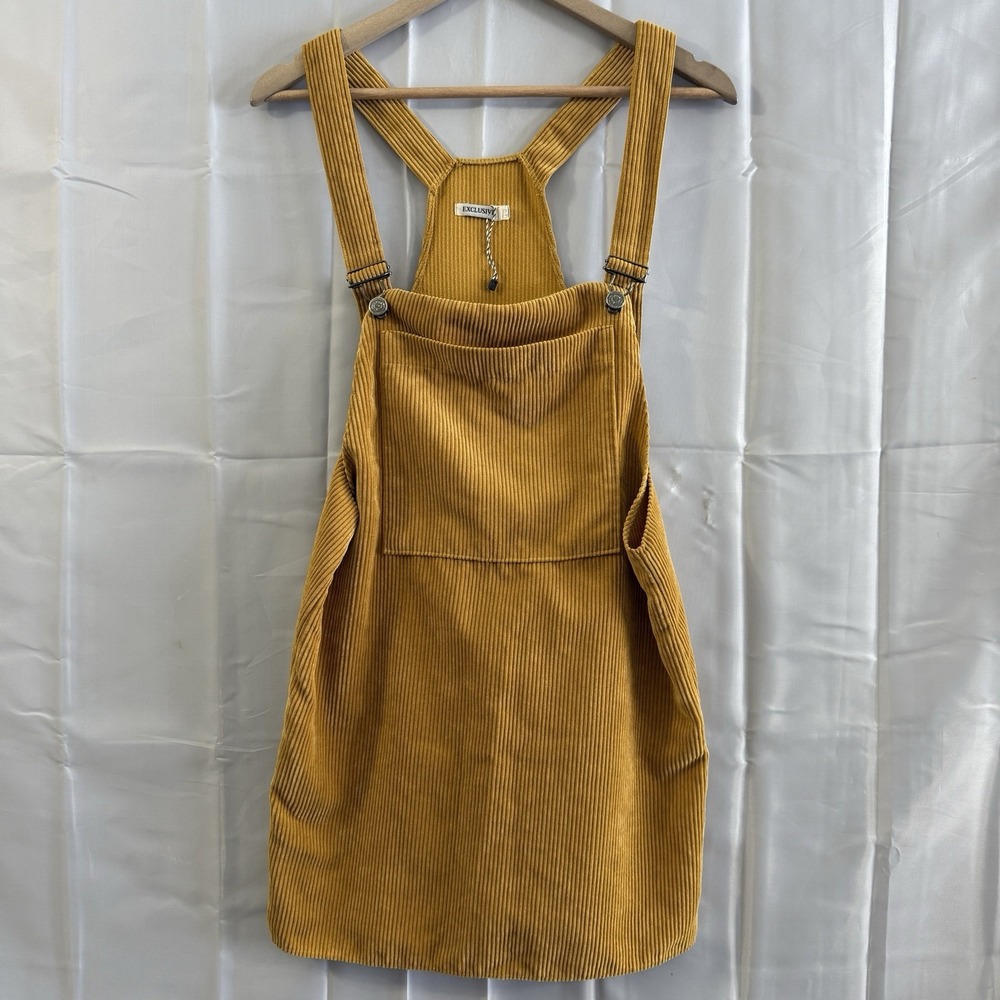 Womens Bib Overall Corduroy Dress Sz 42 Fits 37x 27 Midi Gold Brown New‎ Boho